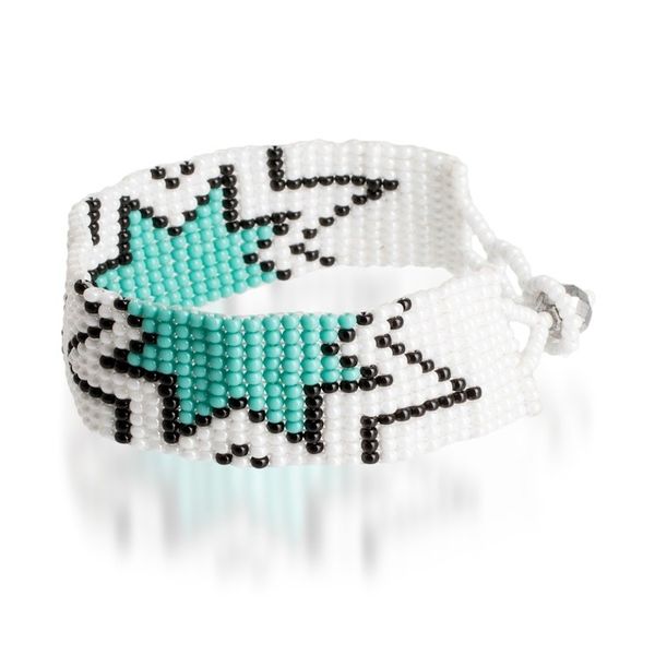 Alternate image for Mint Green and White Glass Beaded Star Wristband Bracelet Vital Blast