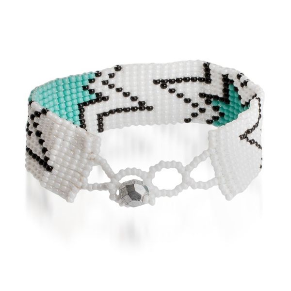Alternate image for Mint Green and White Glass Beaded Star Wristband Bracelet Vital Blast