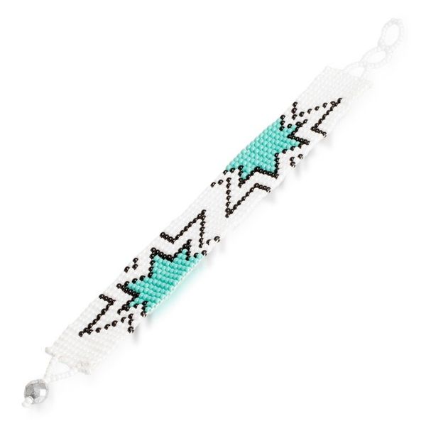 Alternate image for Mint Green and White Glass Beaded Star Wristband Bracelet Vital Blast
