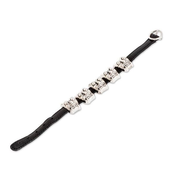 Alternate image for Archaeological Mayan Jaguar Silver and Leather Bracelet Iximche Jaguar
