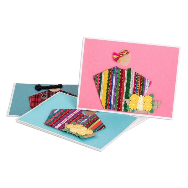 Alternate image for Three Greeting Cards with Guatemalan Woven Cotton Accents Messages of Happiness