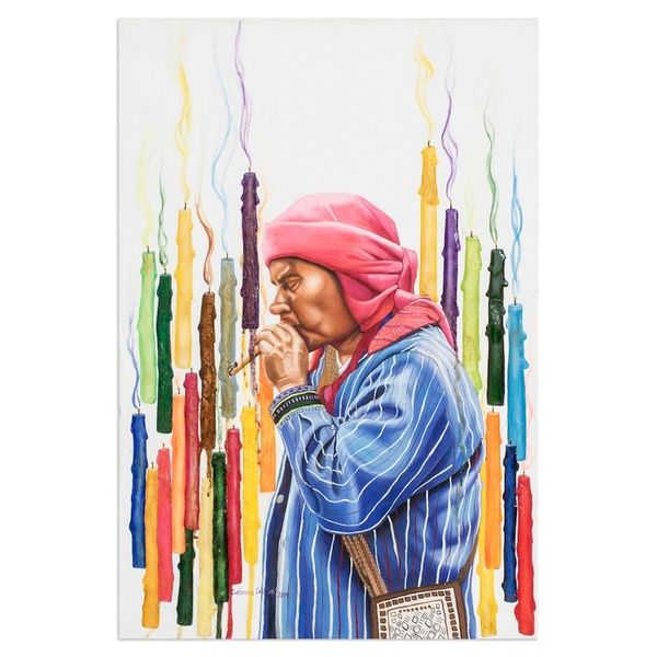 Alternate image for Expressionist Oil and Liquid Glass Painting from Guatemala Mayan Ritual