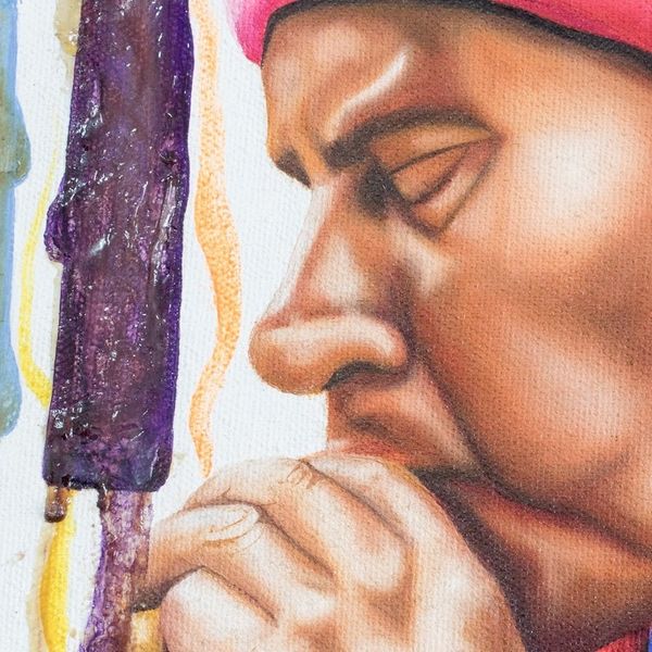 Alternate image for Expressionist Oil and Liquid Glass Painting from Guatemala Mayan Ritual