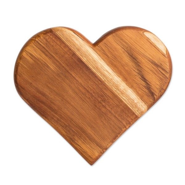 Alternate image for Heart-Shaped Teak Wood Cheese Board Hand-Carved in Guatemala Love Elixir