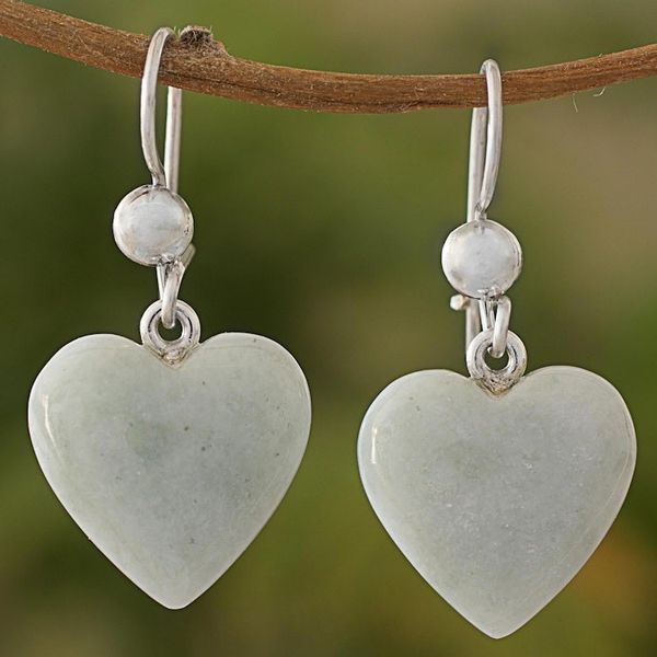 Alternate image for Heart-Themed Jade Silver Necklace Earrings Curated Gift Set Color of Love