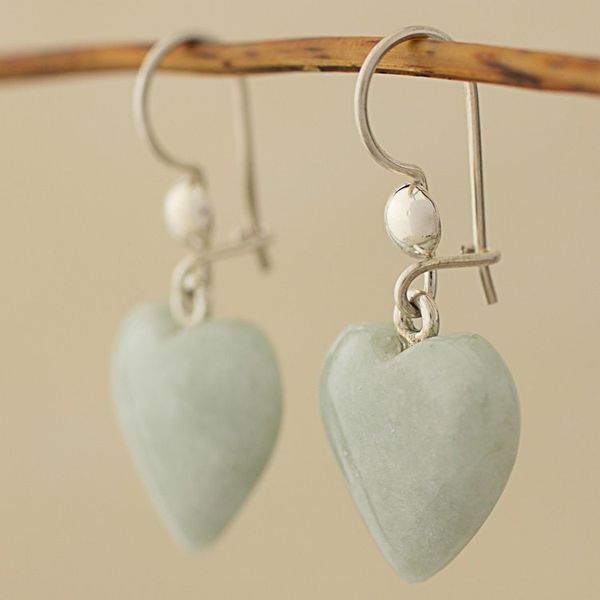 Alternate image for Heart-Themed Jade Silver Necklace Earrings Curated Gift Set Color of Love