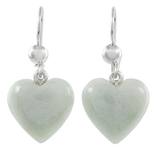 Alternate image for Heart-Themed Jade Silver Necklace Earrings Curated Gift Set Color of Love