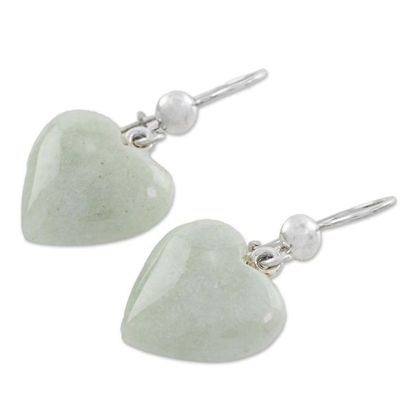 Alternate image for Heart-Themed Jade Silver Necklace Earrings Curated Gift Set Color of Love