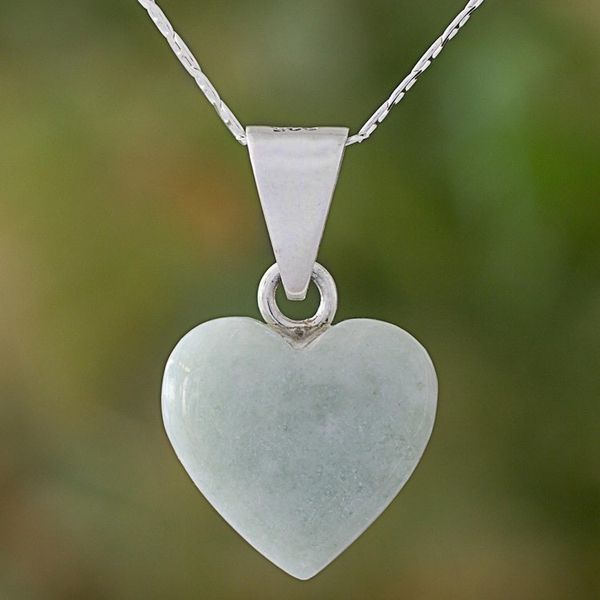 Alternate image for Heart-Themed Jade Silver Necklace Earrings Curated Gift Set Color of Love
