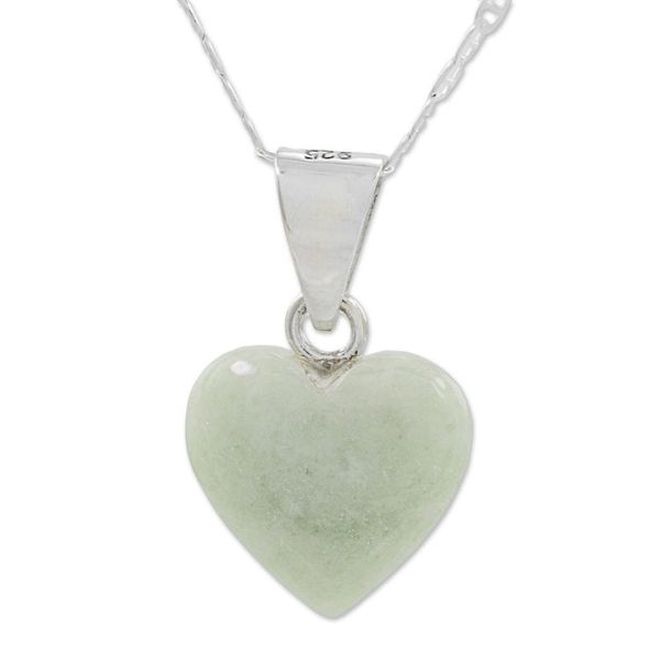 Alternate image for Heart-Themed Jade Silver Necklace Earrings Curated Gift Set Color of Love