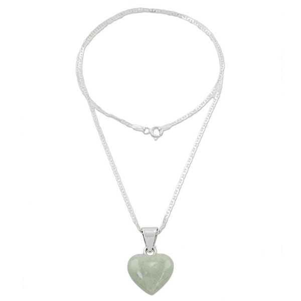 Alternate image for Heart-Themed Jade Silver Necklace Earrings Curated Gift Set Color of Love