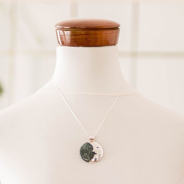 Alternate image for Reversible Moon-Themed Green Jade Pendant Necklace Dreamy Moonlight