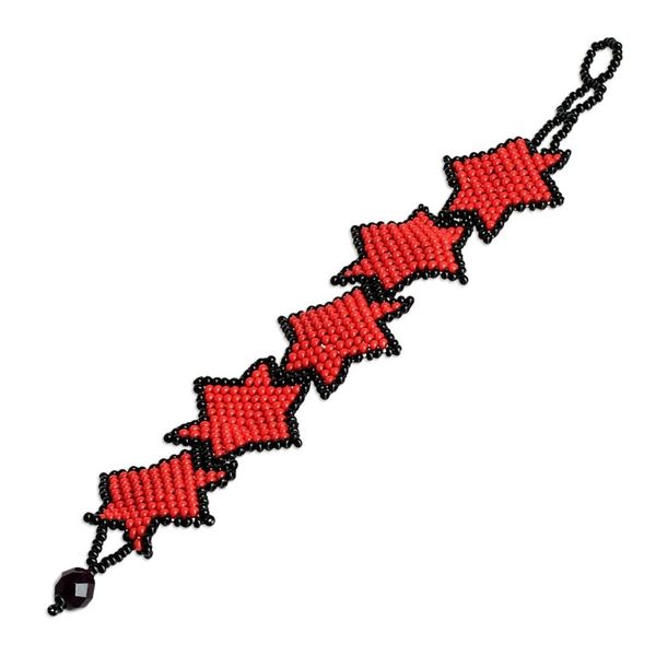 Alternate image for Handcrafted Red and Black Beaded Bracelet with Star Design Red Starlight