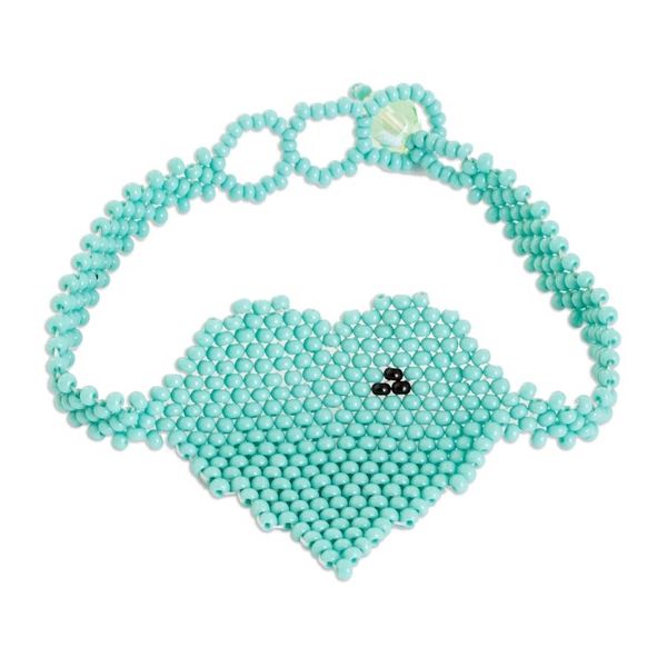 Alternate image for Handcrafted Beaded Heart-Themed Pendant Bracelet in Aqua Aqua Love Inspiration