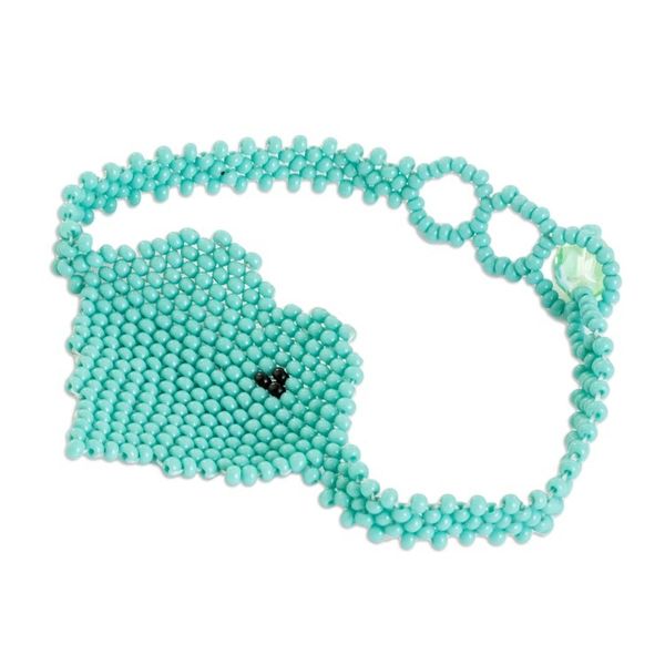Alternate image for Handcrafted Beaded Heart-Themed Pendant Bracelet in Aqua Aqua Love Inspiration
