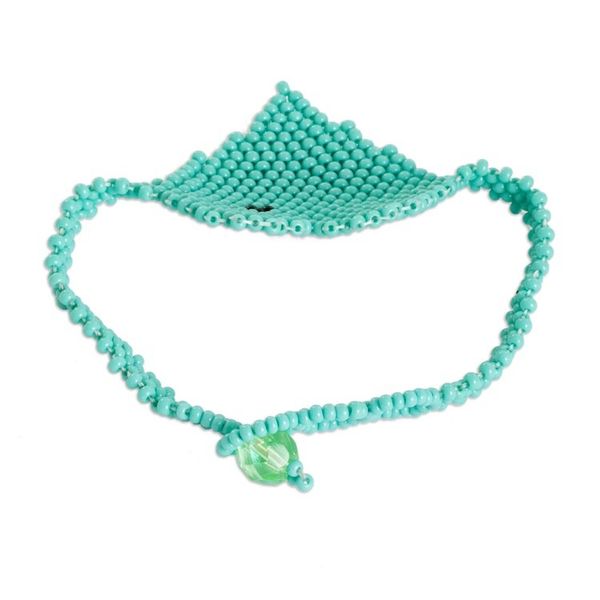 Alternate image for Handcrafted Beaded Heart-Themed Pendant Bracelet in Aqua Aqua Love Inspiration