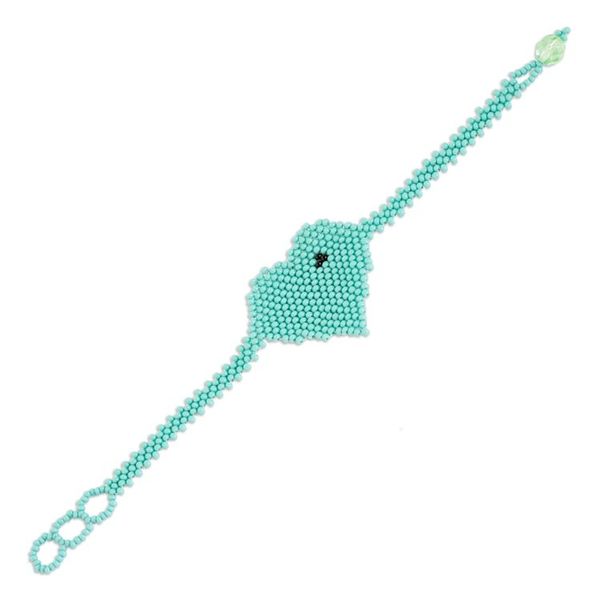 Alternate image for Handcrafted Beaded Heart-Themed Pendant Bracelet in Aqua Aqua Love Inspiration