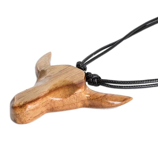 Alternate image for Adjustable Mens Wood Pendant Necklace with Bull Head Motif Nocturnal Bull