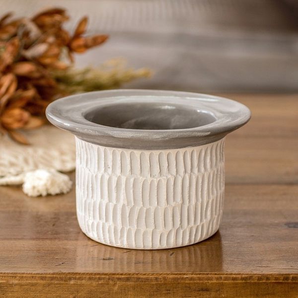 Alternate image for Modern Textured Ceramic Vase Hand-Painted in Guatemala Festival of Flowers in Grey