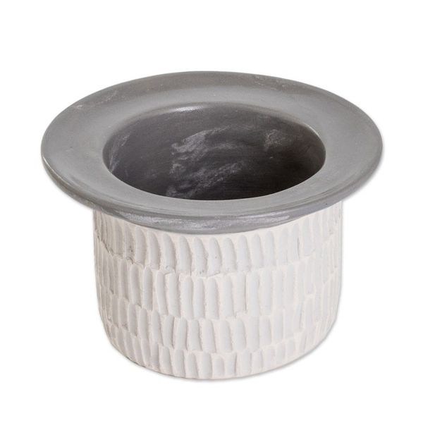 Alternate image for Modern Textured Ceramic Vase Hand-Painted in Guatemala Festival of Flowers in Grey