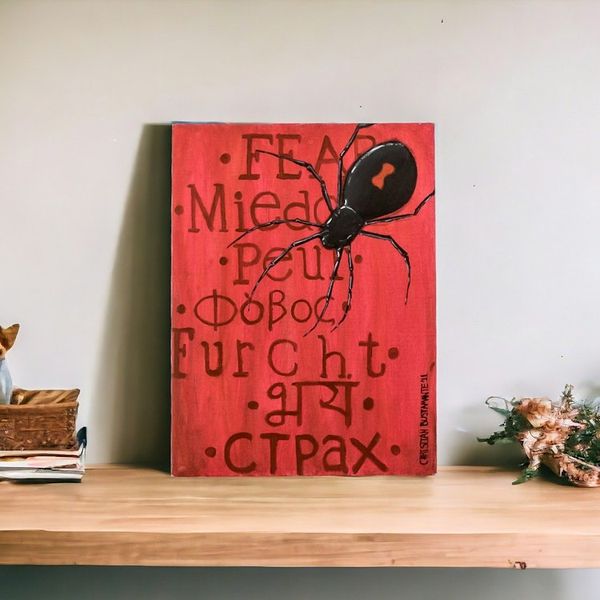 Alternate image for Spider and Fear-Themed Acrylic on Canvas Board Painting Phobos
