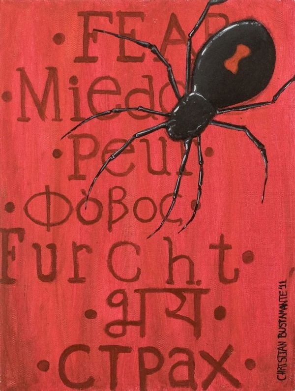 Alternate image for Spider and Fear-Themed Acrylic on Canvas Board Painting Phobos