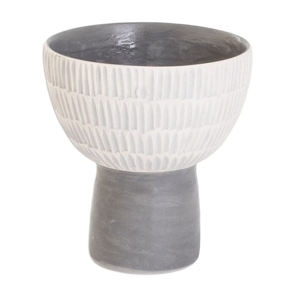 Alternate image for Ivory and Grey Modern Ceramic Vase Handmade in Guatemala Textures in Grey
