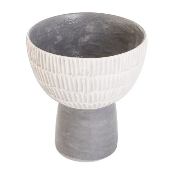 Alternate image for Ivory and Grey Modern Ceramic Vase Handmade in Guatemala Textures in Grey