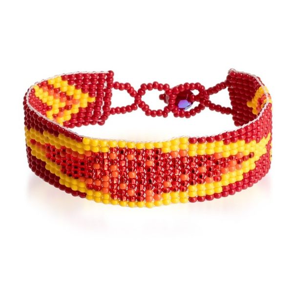 Alternate image for Summer-Themed Glass Beaded Wristband Bracelet in Warm Hues Summer Harmony