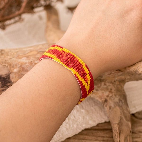 Alternate image for Summer-Themed Glass Beaded Wristband Bracelet in Warm Hues Summer Harmony