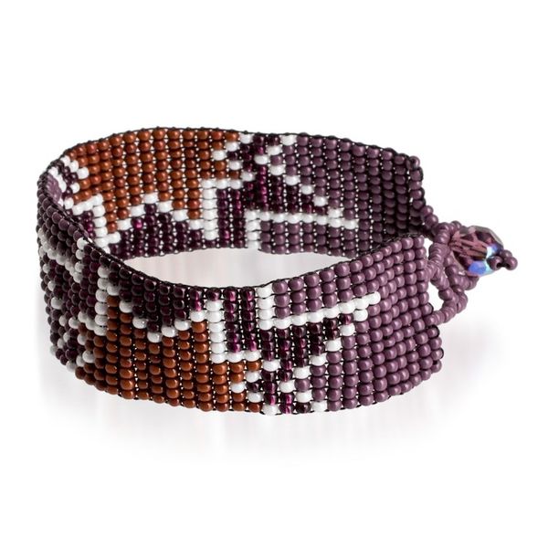 Alternate image for Handmade Star-Themed Purple Glass Beaded Wristband Bracelet Deluxe Blast