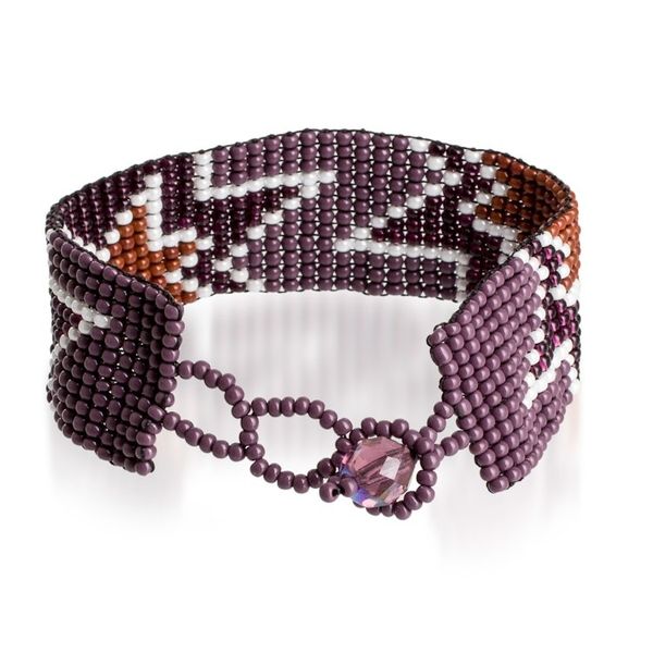 Alternate image for Handmade Star-Themed Purple Glass Beaded Wristband Bracelet Deluxe Blast