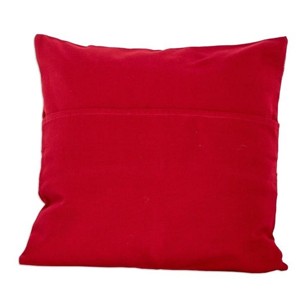 Alternate image for Handwoven Embroidered Poppy and White Cotton Cushion Cover Mountains and Valleys in Poppy