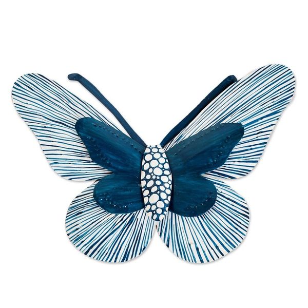 Alternate image for Turquoise Blue Butterfly Steel Wall Art from El Salvador Flutter in the Wind