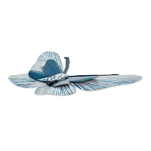 Alternate image for Turquoise Blue Butterfly Steel Wall Art from El Salvador Flutter in the Wind