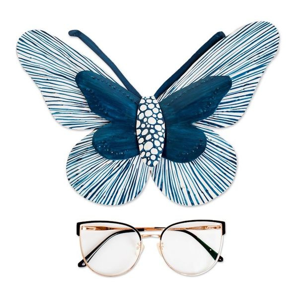 Alternate image for Turquoise Blue Butterfly Steel Wall Art from El Salvador Flutter in the Wind