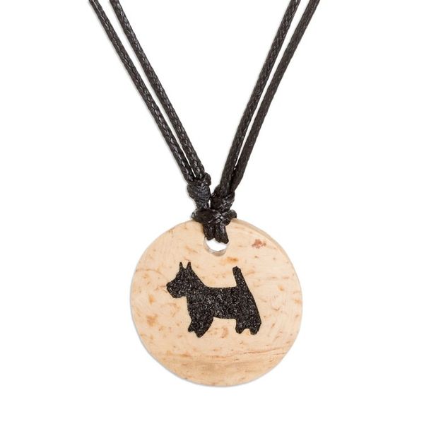 Alternate image for Coconut Shell and Lava Stone Schnauzer Dog Pendant Necklace Sweet Schnauzer