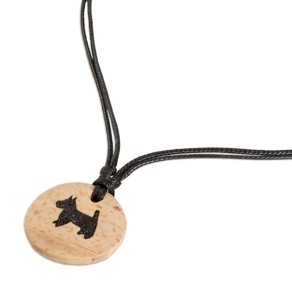 Alternate image for Coconut Shell and Lava Stone Schnauzer Dog Pendant Necklace Sweet Schnauzer
