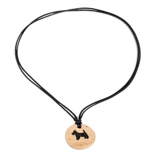 Alternate image for Coconut Shell and Lava Stone Schnauzer Dog Pendant Necklace Sweet Schnauzer