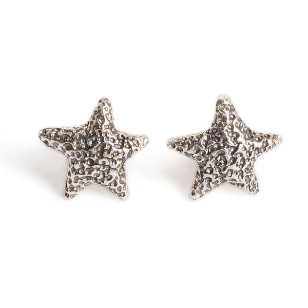Alternate image for Starfish-Inspired Textured Sterling Silver Stud Earrings Ocean Stardom