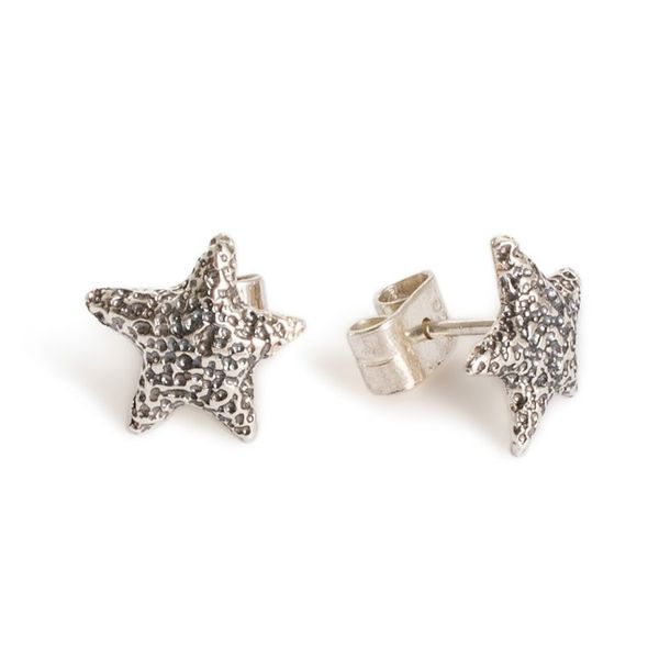 Alternate image for Starfish-Inspired Textured Sterling Silver Stud Earrings Ocean Stardom