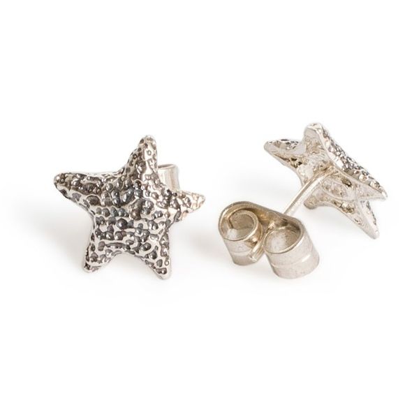 Alternate image for Starfish-Inspired Textured Sterling Silver Stud Earrings Ocean Stardom
