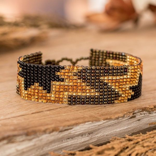Alternate image for Artisan-Made Black and Bronze Star Glass Beaded Bracelet Heroic Blast