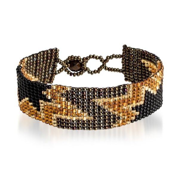 Alternate image for Artisan-Made Black and Bronze Star Glass Beaded Bracelet Heroic Blast