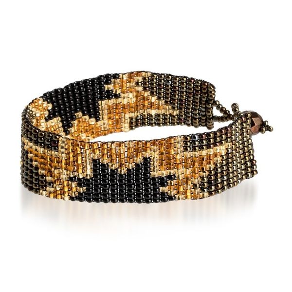 Alternate image for Artisan-Made Black and Bronze Star Glass Beaded Bracelet Heroic Blast