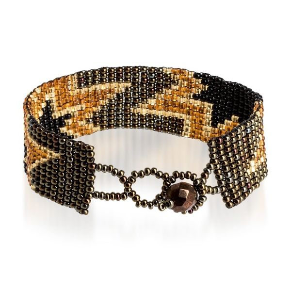 Alternate image for Artisan-Made Black and Bronze Star Glass Beaded Bracelet Heroic Blast