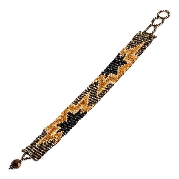 Alternate image for Artisan-Made Black and Bronze Star Glass Beaded Bracelet Heroic Blast