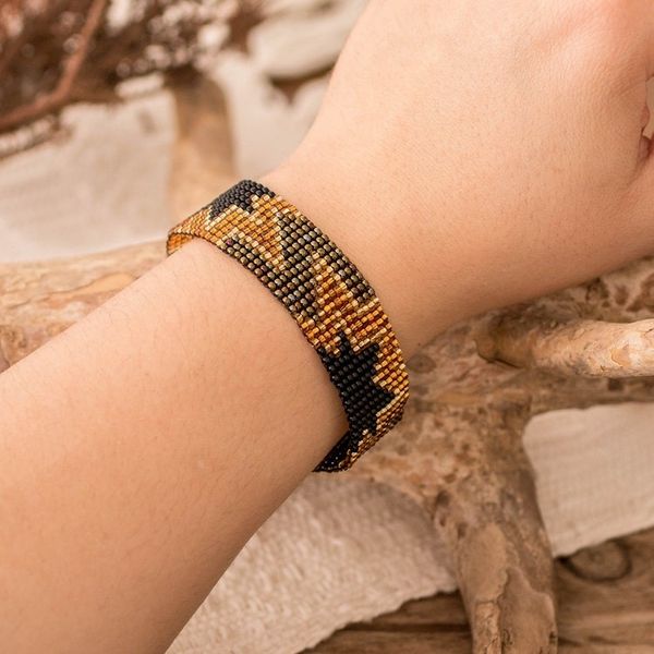 Alternate image for Artisan-Made Black and Bronze Star Glass Beaded Bracelet Heroic Blast