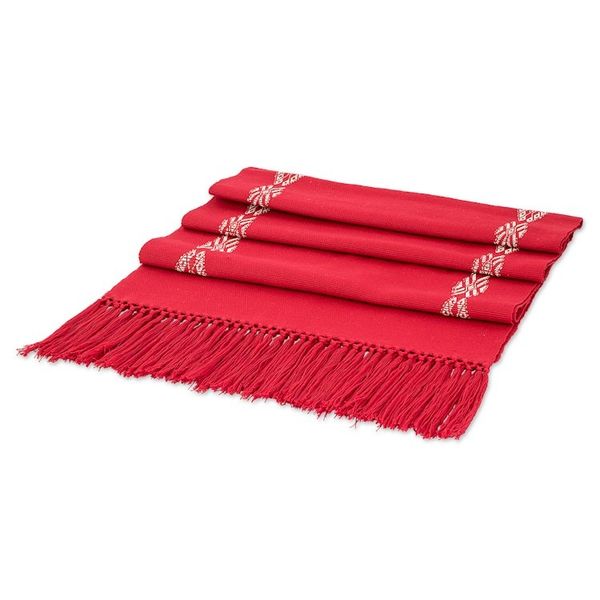 Alternate image for Handloomed Traditional Red and White Cotton Table Runner Delight in Red