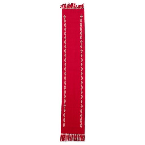 Alternate image for Handloomed Traditional Red and White Cotton Table Runner Delight in Red